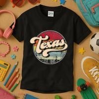 Retro Texas Home State Tx Cool 70s Style Sunset Kids T-Shirt thumb 3