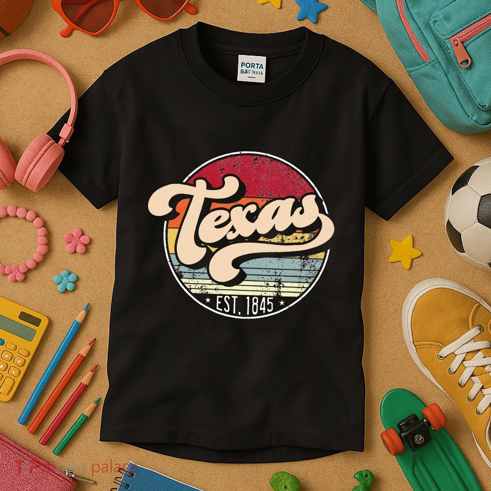 Retro Texas Home State Tx Cool 70s Style Sunset Kids T-Shirt
