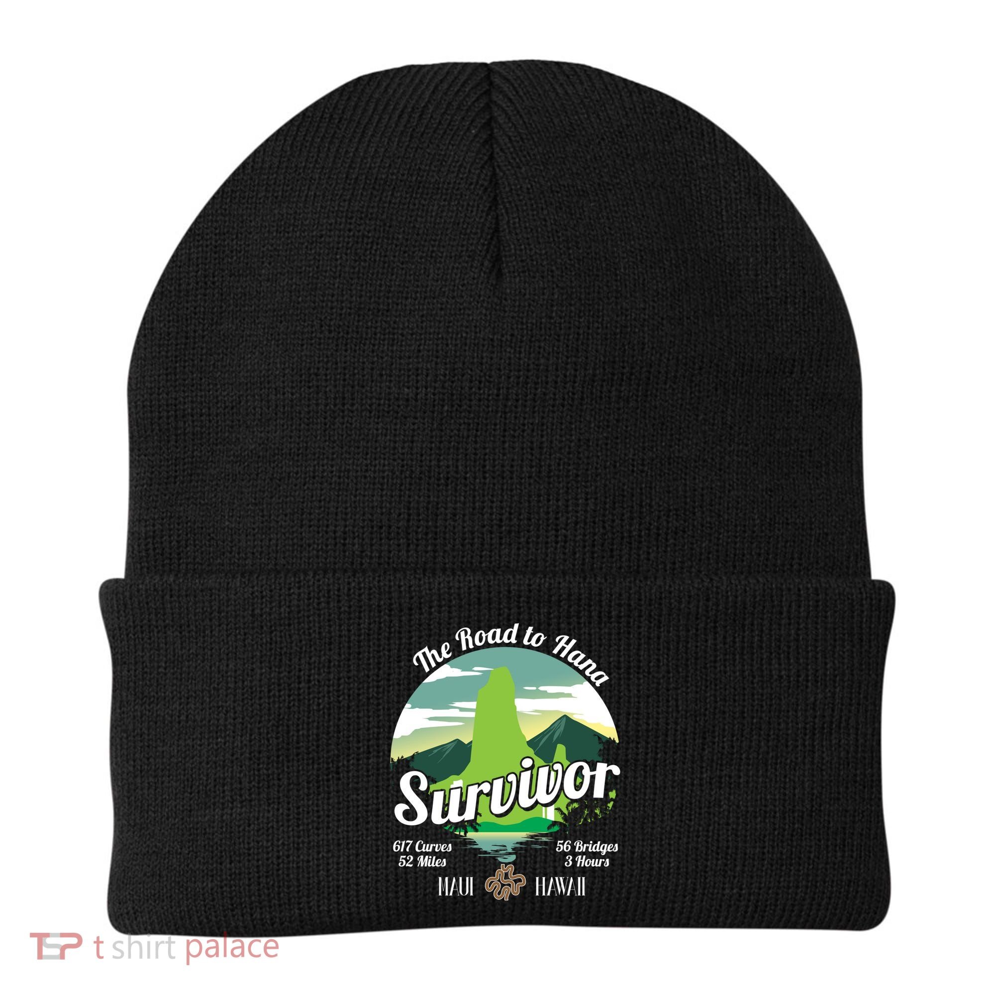 Road To Hana Survivor Curvy Palm Maui Hawaii Lover Gift Beanie