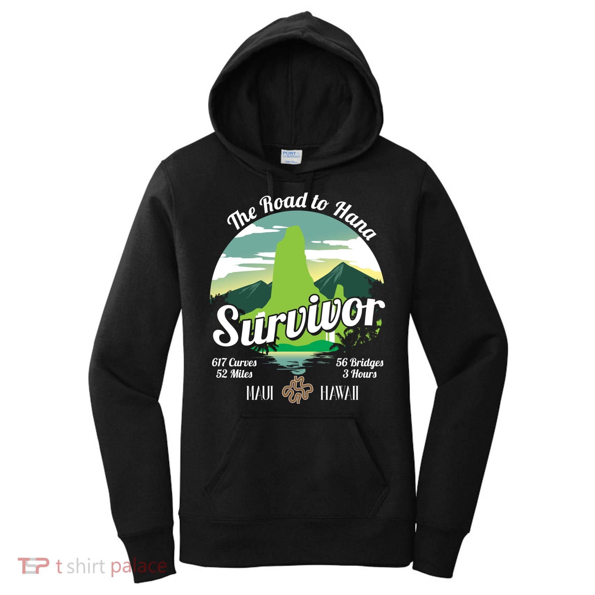 Road To Hana Survivor Curvy Palm Maui Hawaii Lover Gift Women's Hoodie