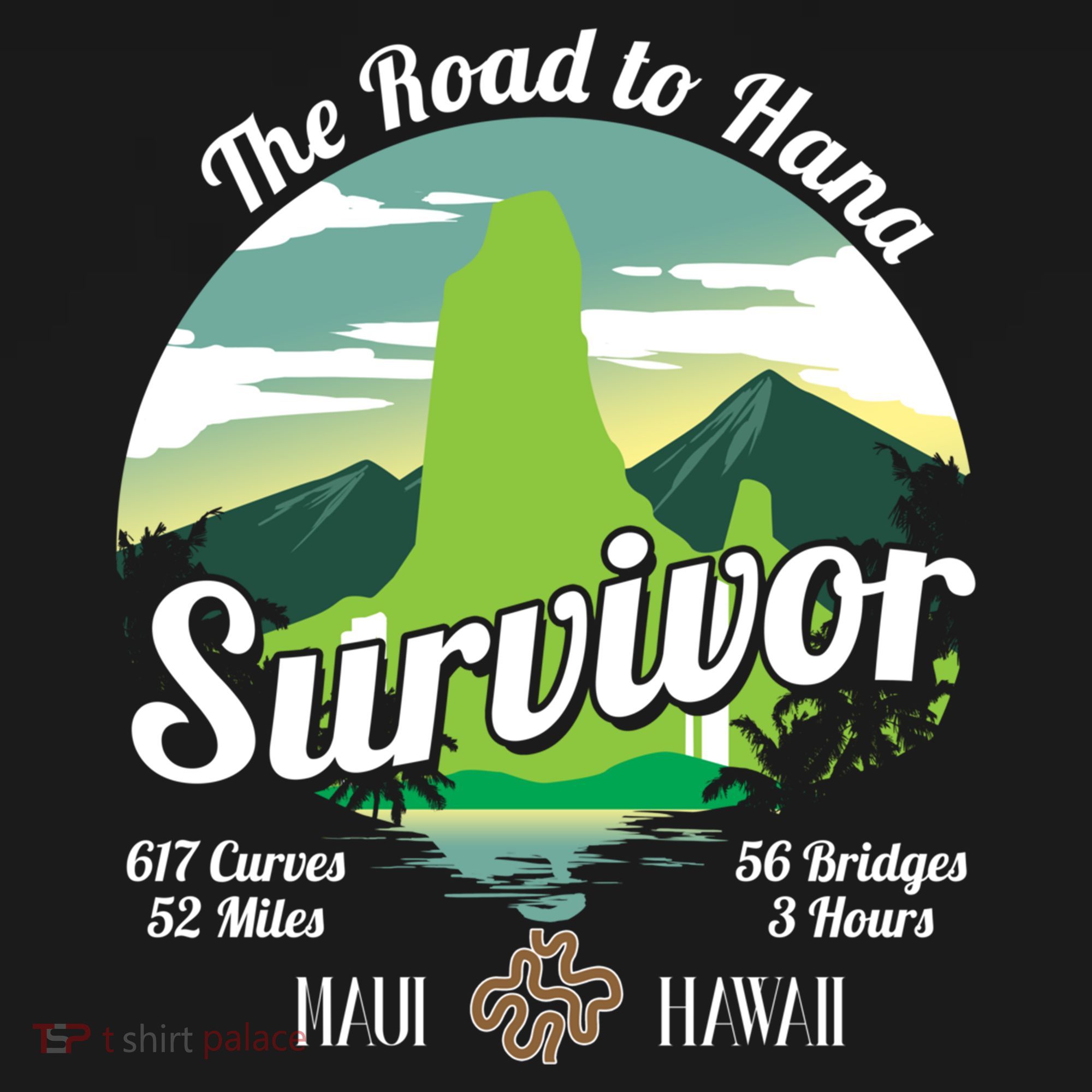 Road To Hana Survivor Curvy Palm Maui Hawaii Lover Gift Women's Hoodie