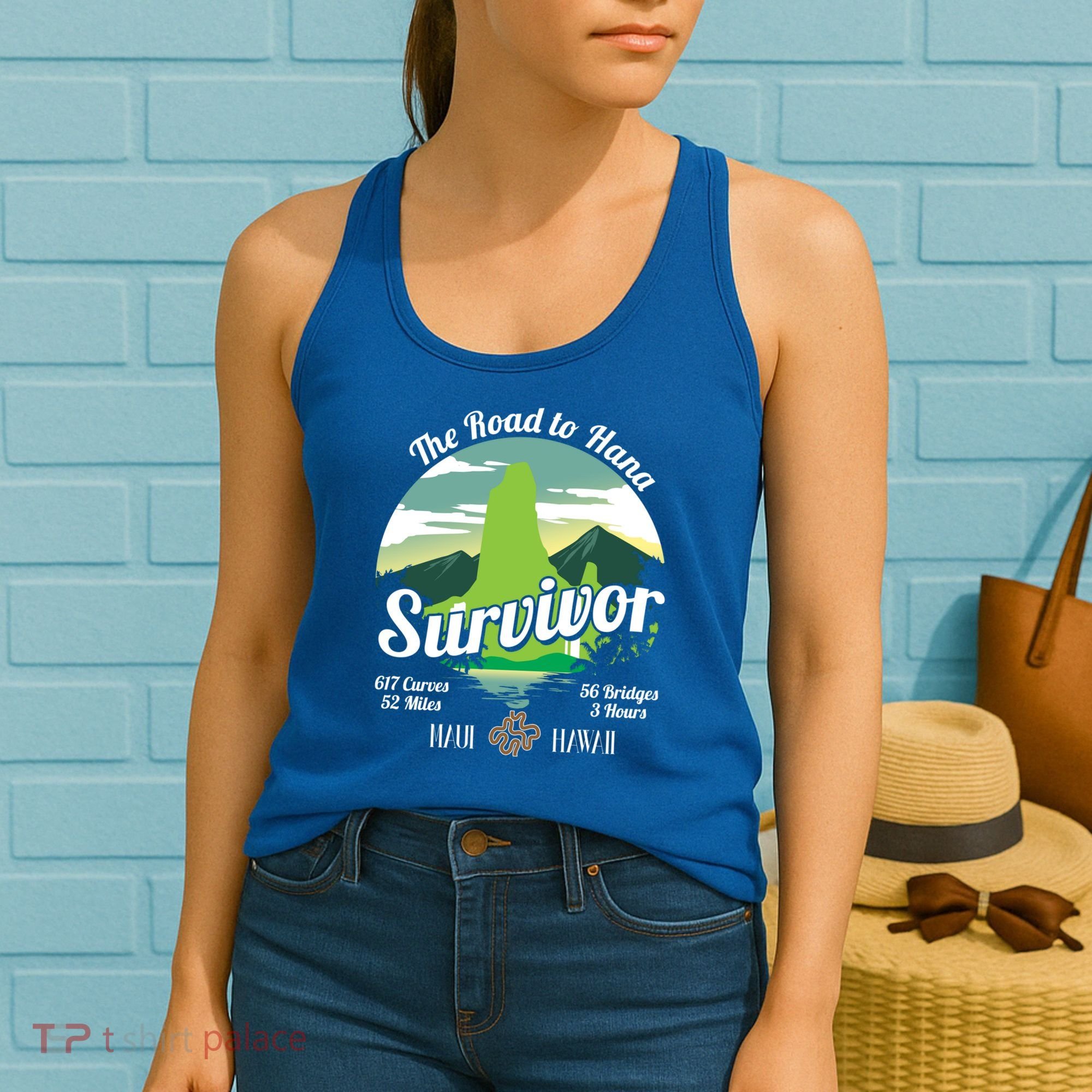 Road To Hana Survivor Curvy Palm Maui Hawaii Lover Gift Women's Tank Top