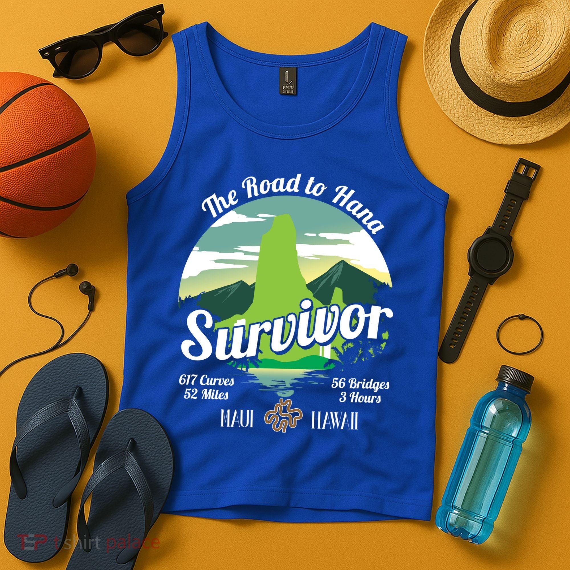 Road To Hana Survivor Curvy Palm Maui Hawaii Lover Gift Tank Top