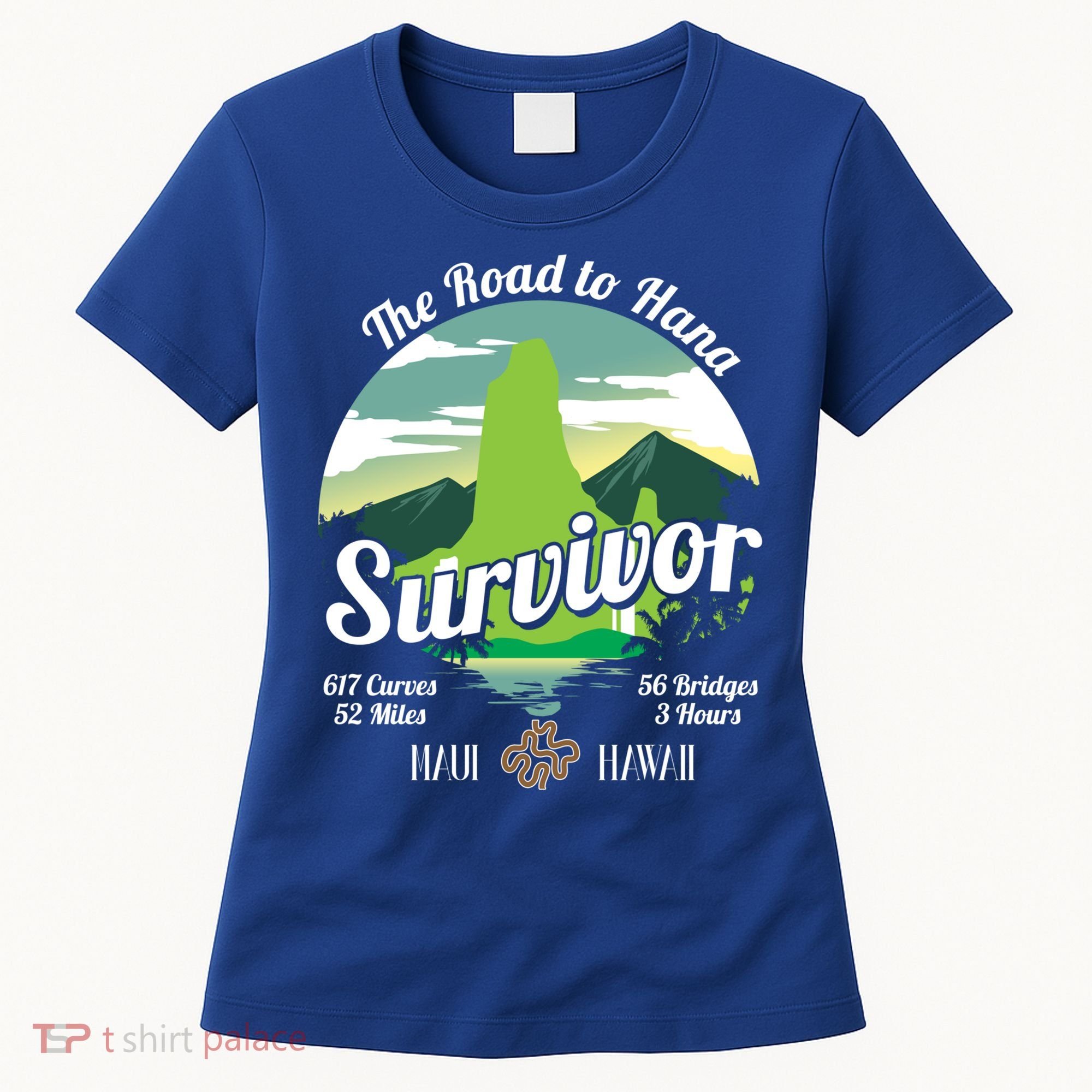 Road To Hana Survivor Curvy Palm Maui Hawaii Lover Gift Women's T-Shirt