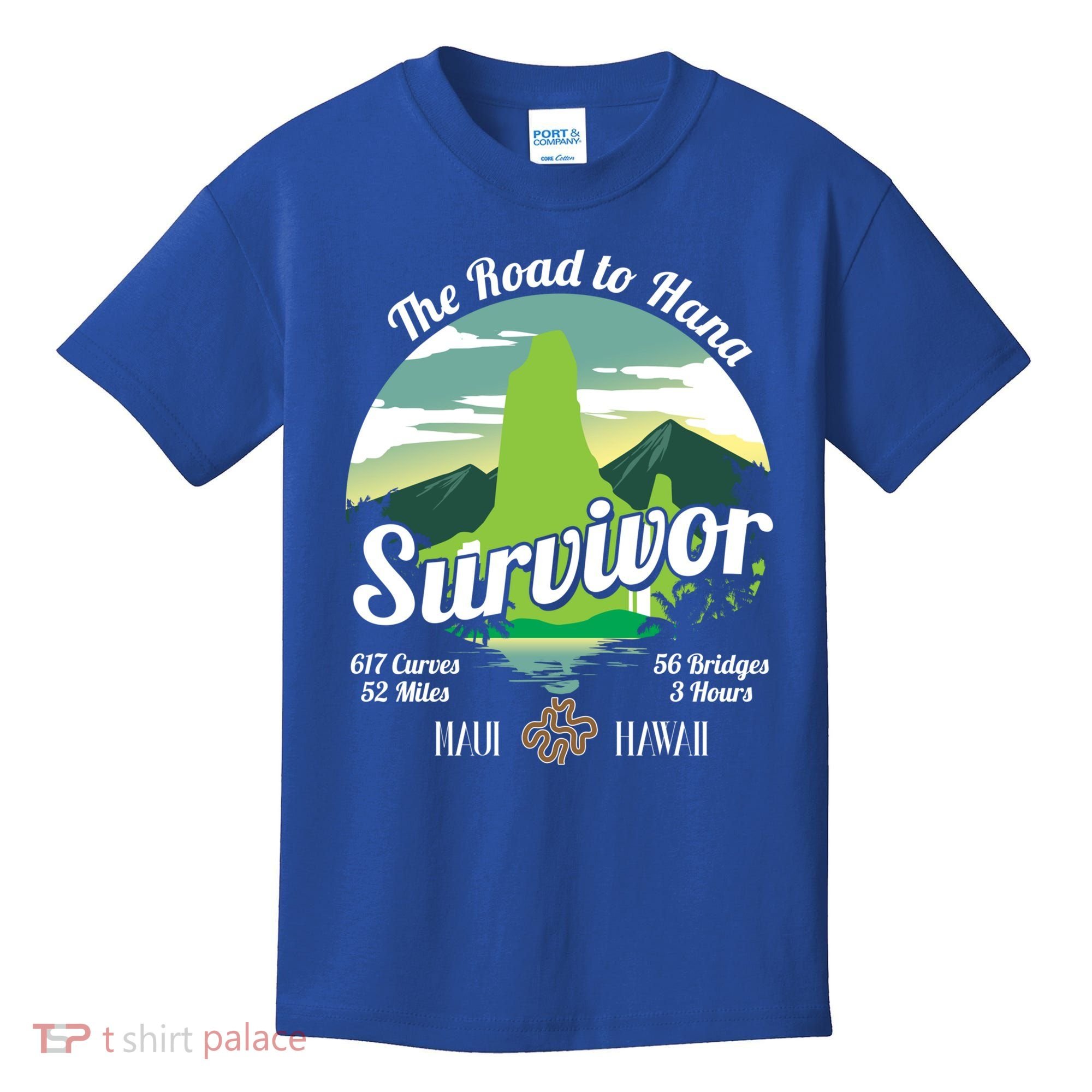 Road To Hana Survivor Curvy Palm Maui Hawaii Lover Gift Kids T-Shirt