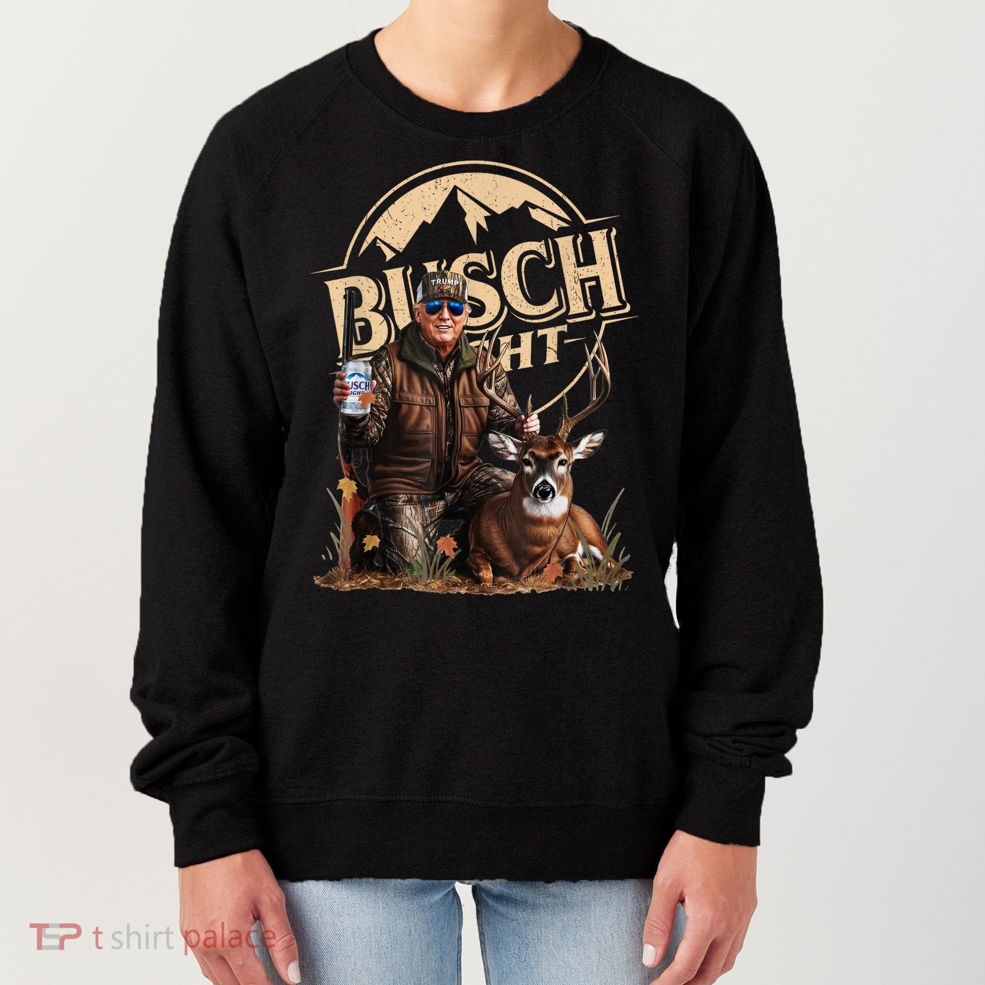 Retro Trump Hunting Deer Funny Beer Drinking Beer Hunting Women's Sweatshirt
