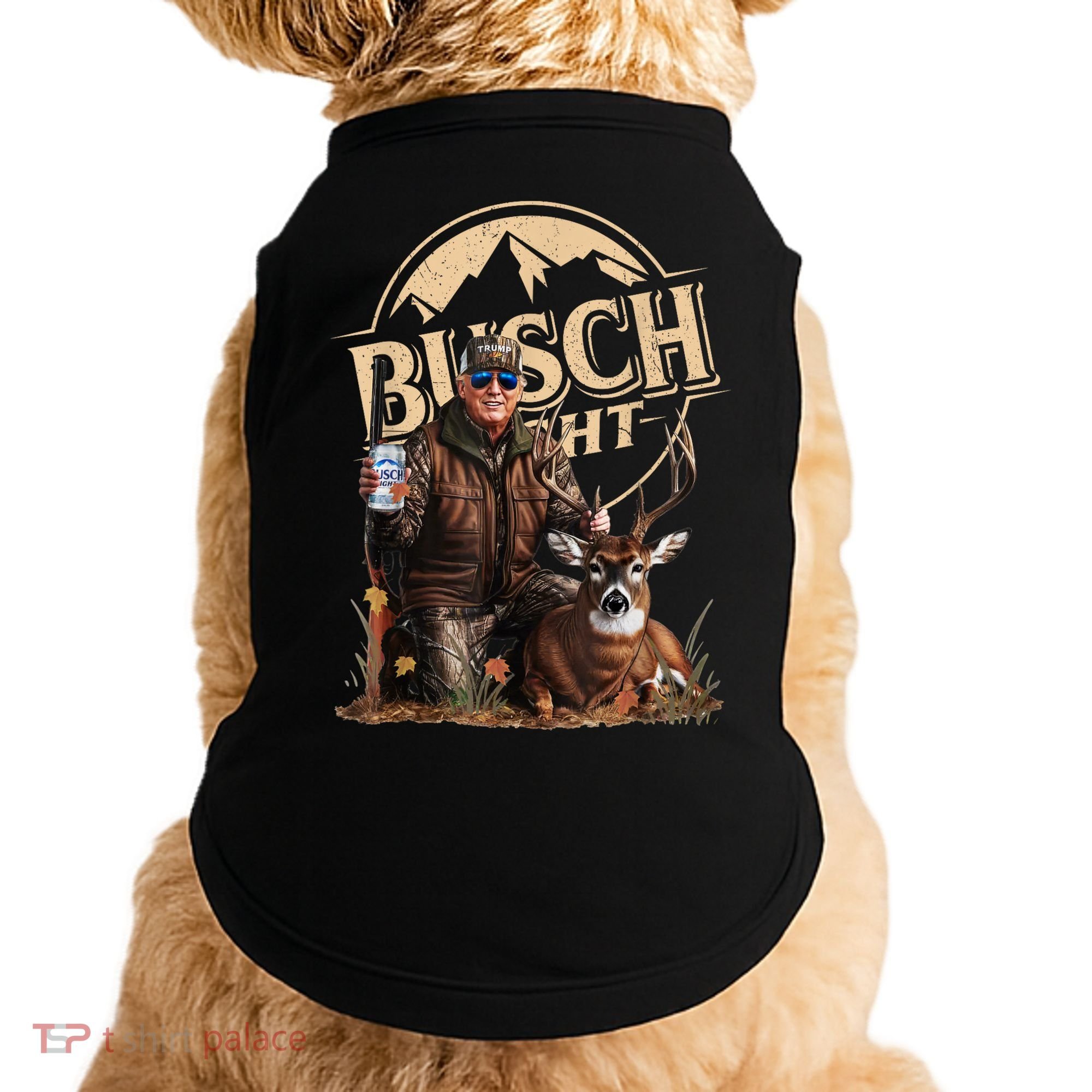 Retro Trump Hunting Deer Funny Beer Drinking Beer Hunting Doggie Tank