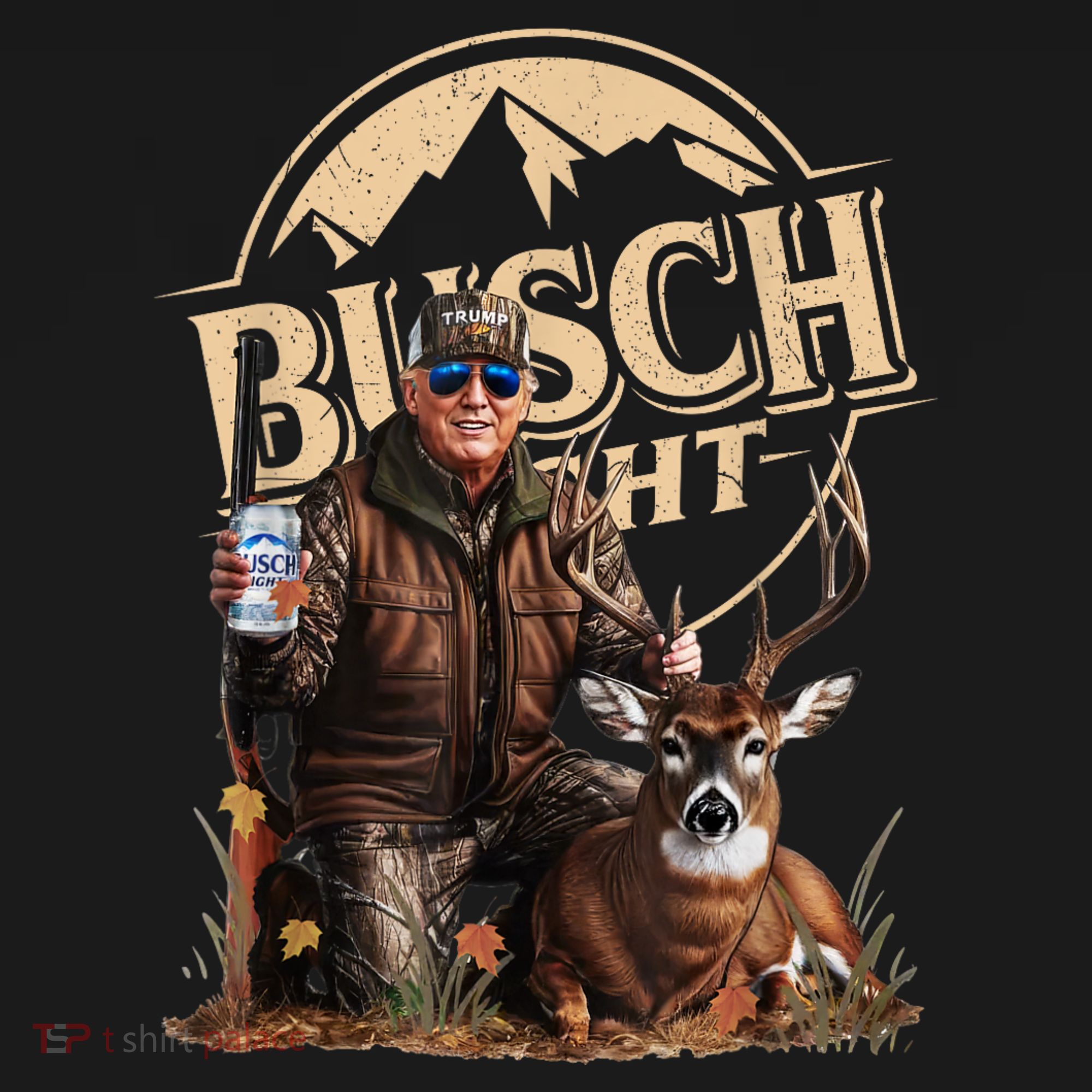 Retro Trump Hunting Deer Funny Beer Drinking Beer Hunting Doggie Tank