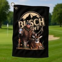 Retro Trump Hunting Deer Funny Beer Drinking Beer Hunting Golf Towel thumb 1