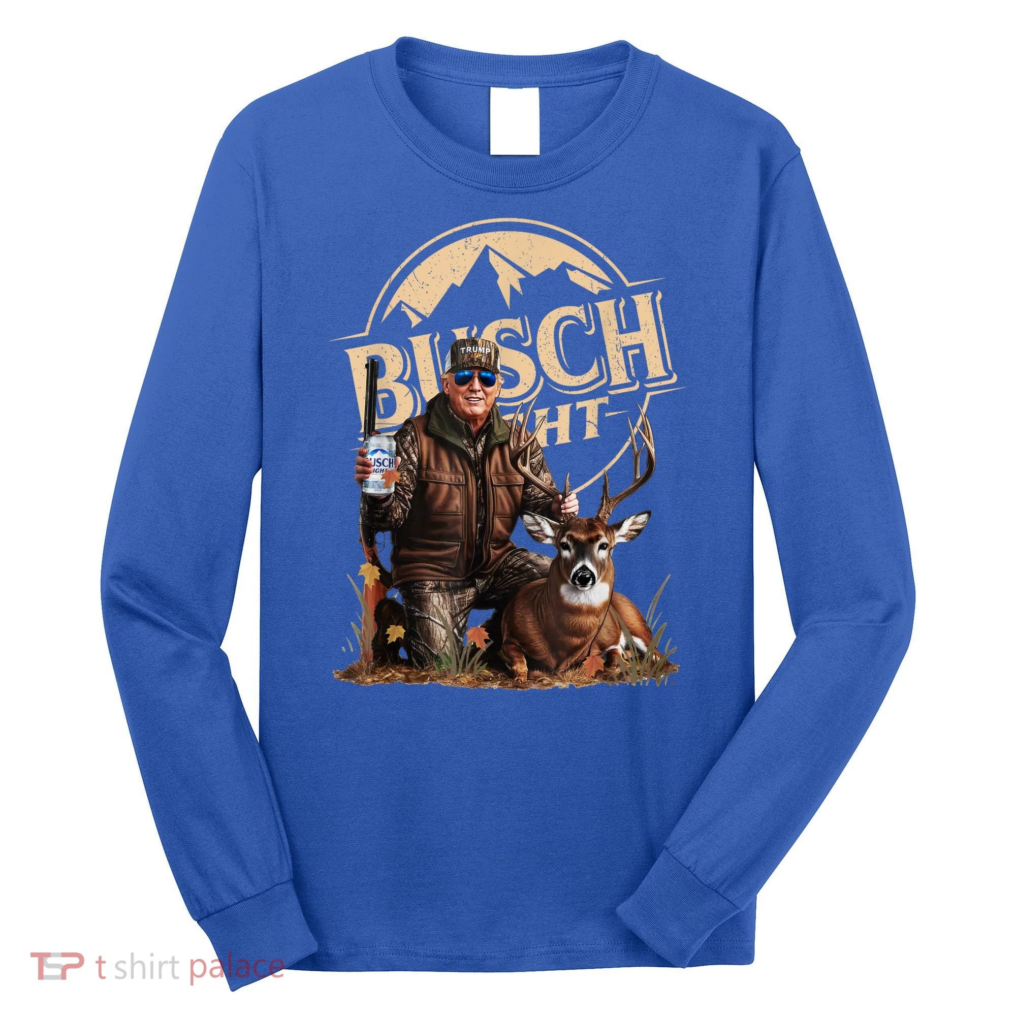 Retro Trump Hunting Deer Funny Beer Drinking Beer Hunting Long Sleeve Shirt