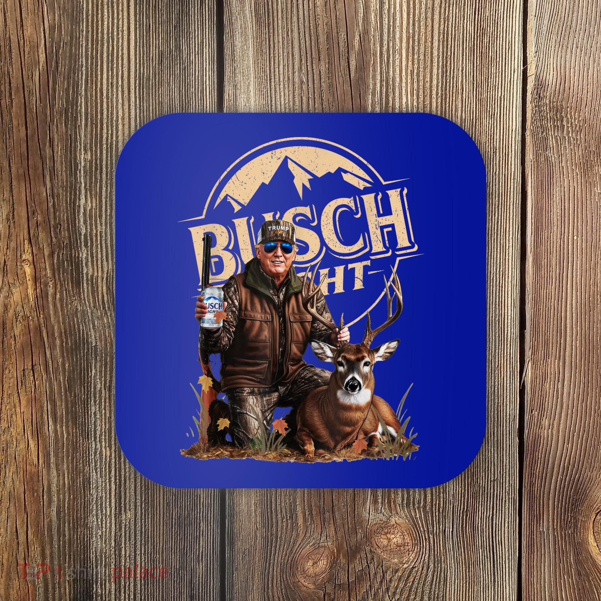 Retro Trump Hunting Deer Funny Beer Drinking Beer Hunting Coaster