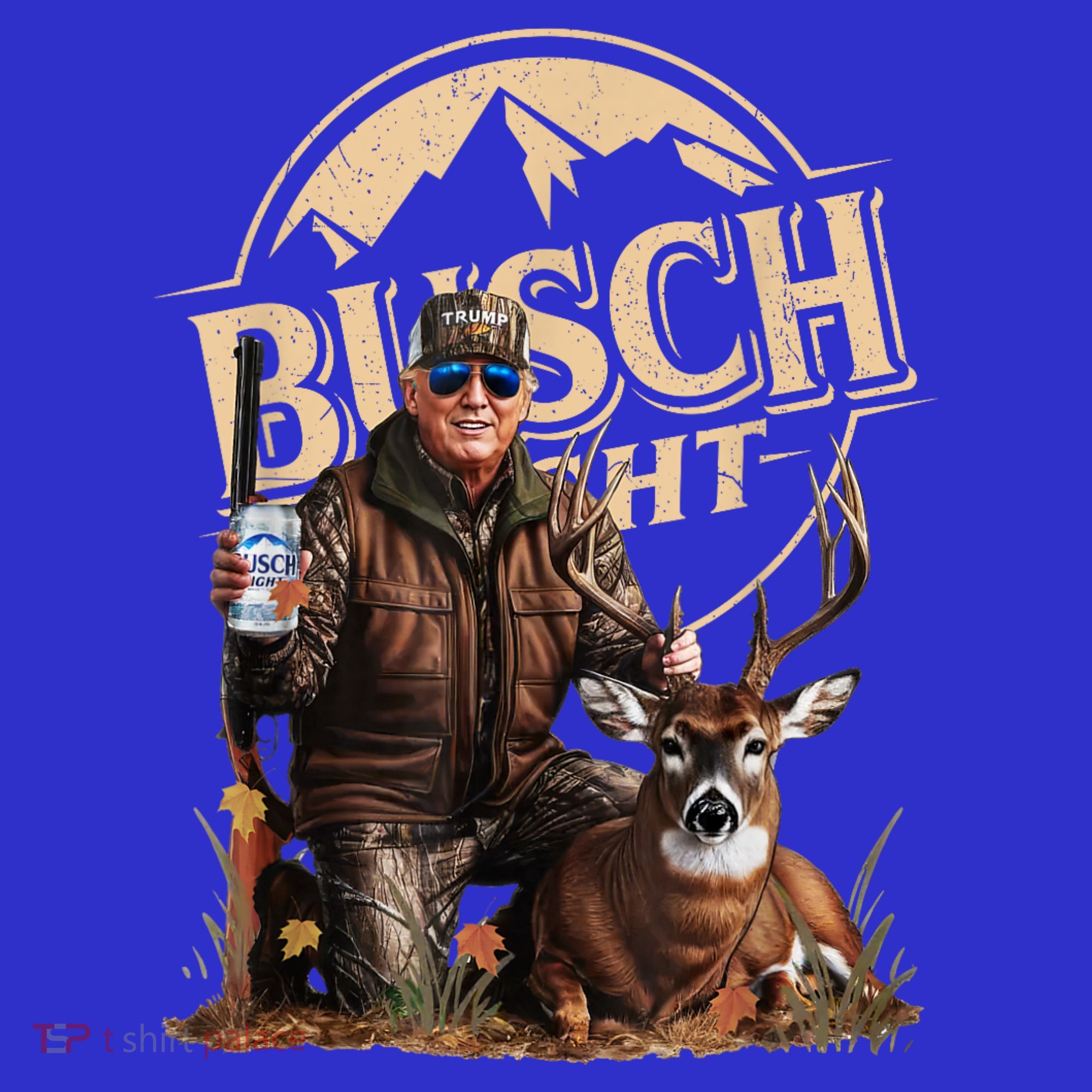 Retro Trump Hunting Deer Funny Beer Drinking Beer Hunting Coaster