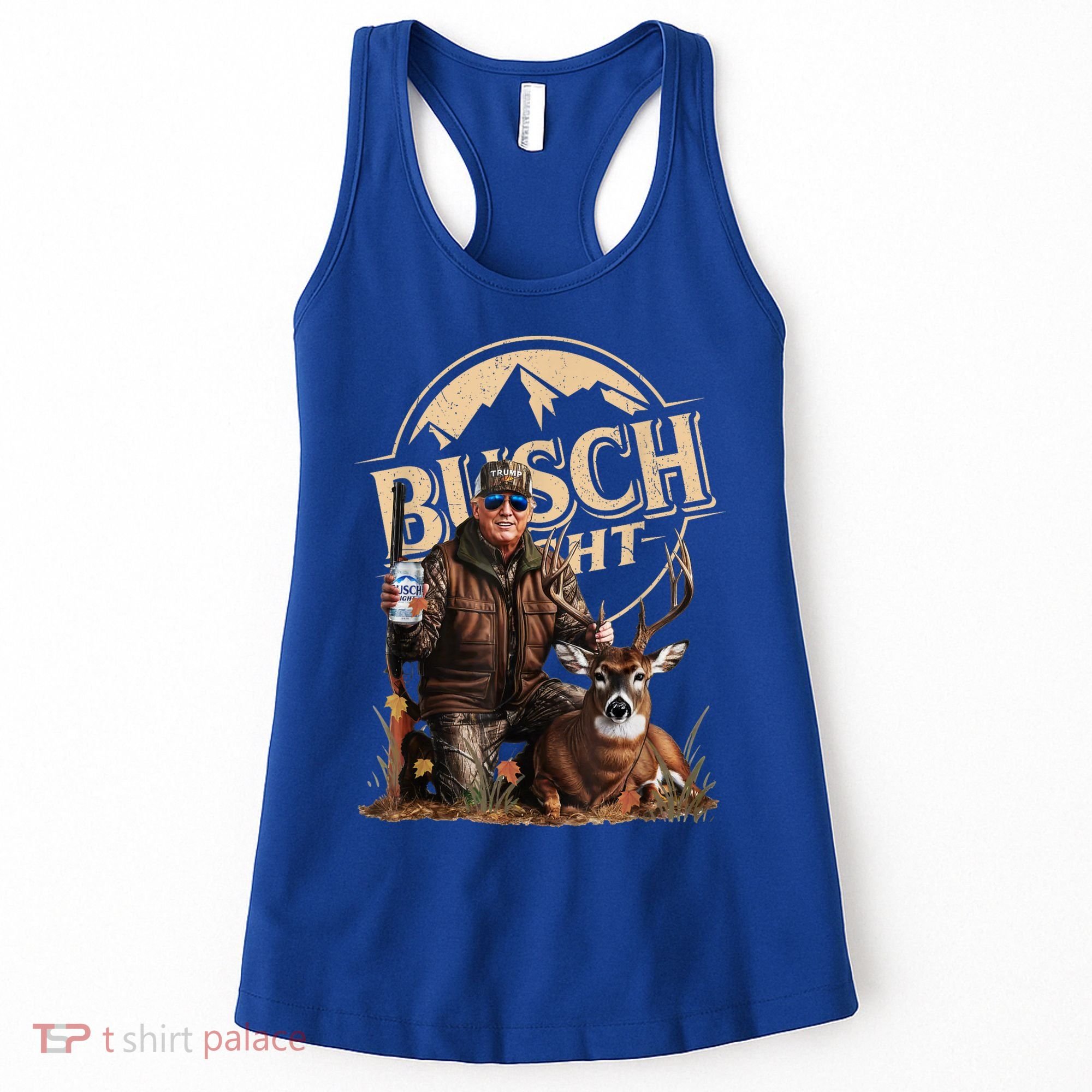 Retro Trump Hunting Deer Funny Beer Drinking Beer Hunting Women's Tank Top