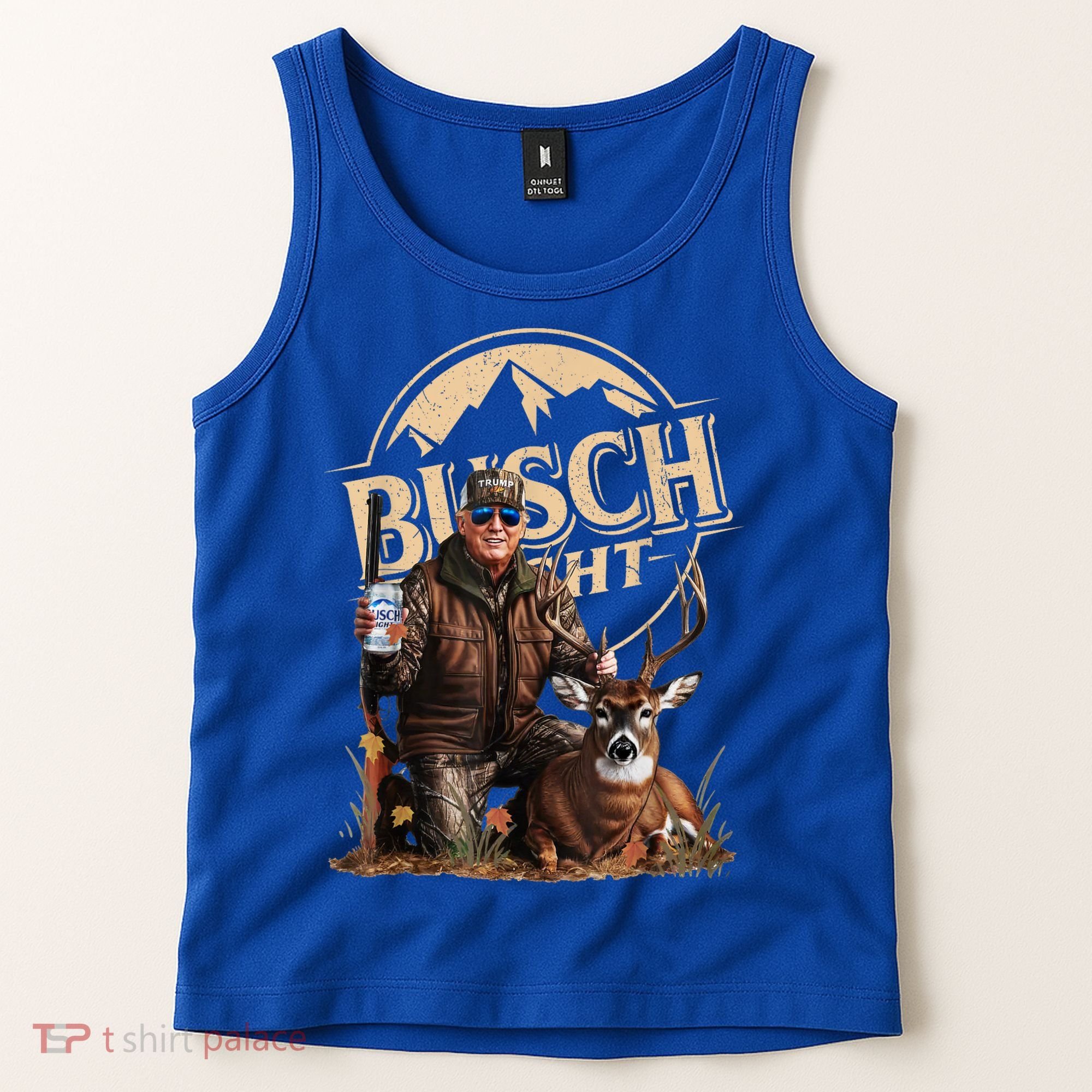 Retro Trump Hunting Deer Funny Beer Drinking Beer Hunting Tank Top
