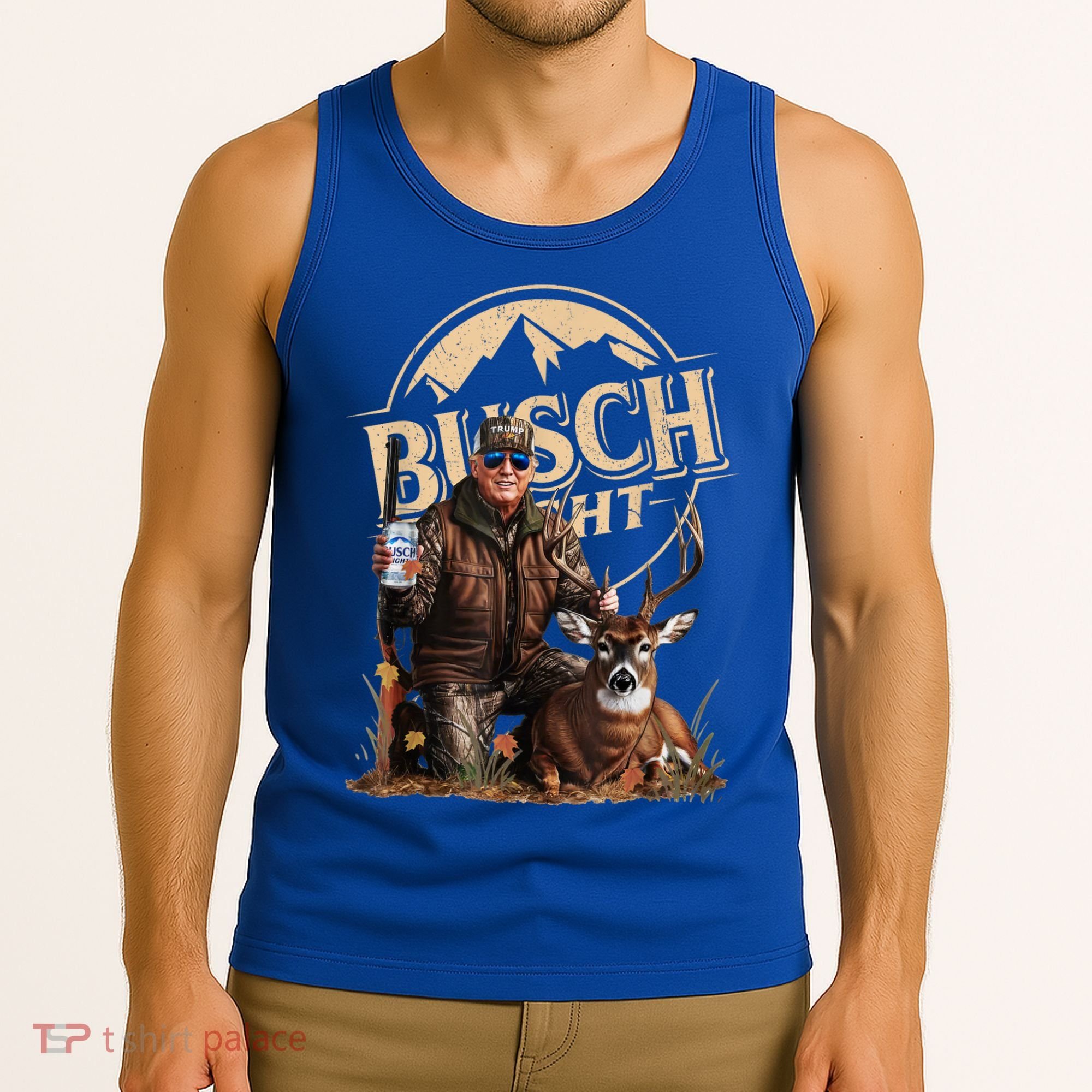 Retro Trump Hunting Deer Funny Beer Drinking Beer Hunting Tank Top