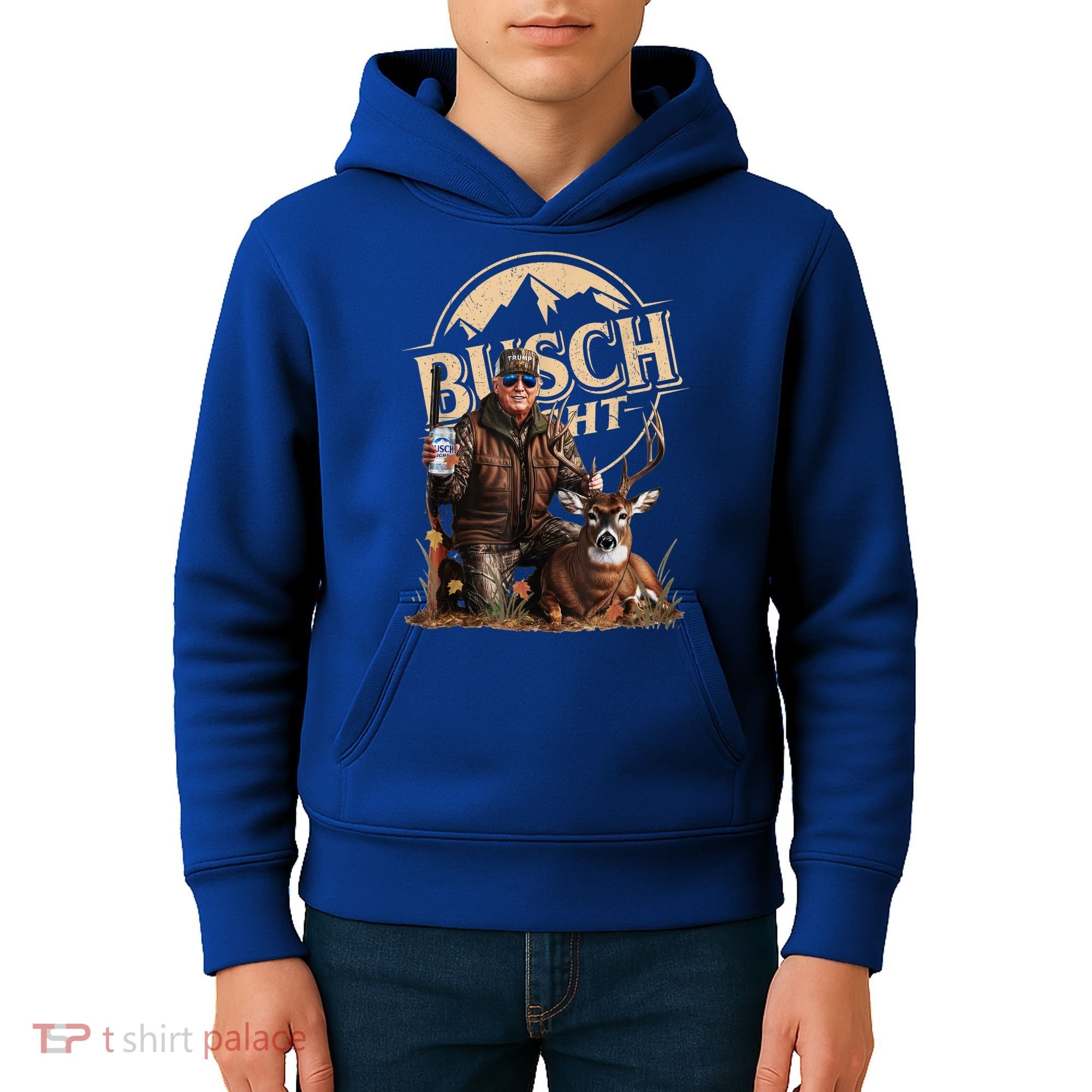 Retro Trump Hunting Deer Funny Beer Drinking Beer Hunting Kids Hoodie