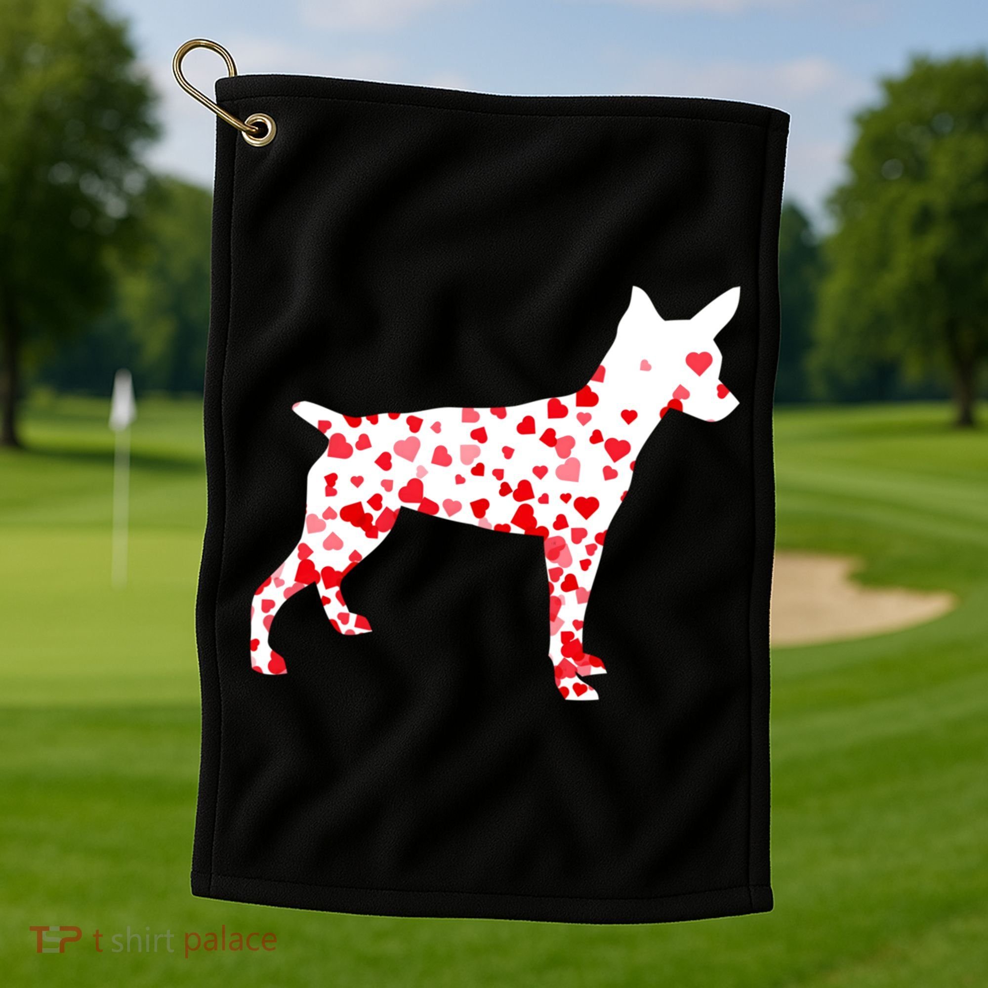 Rat Terrier Heart Dog Valentine's Day Gift Golf Towel