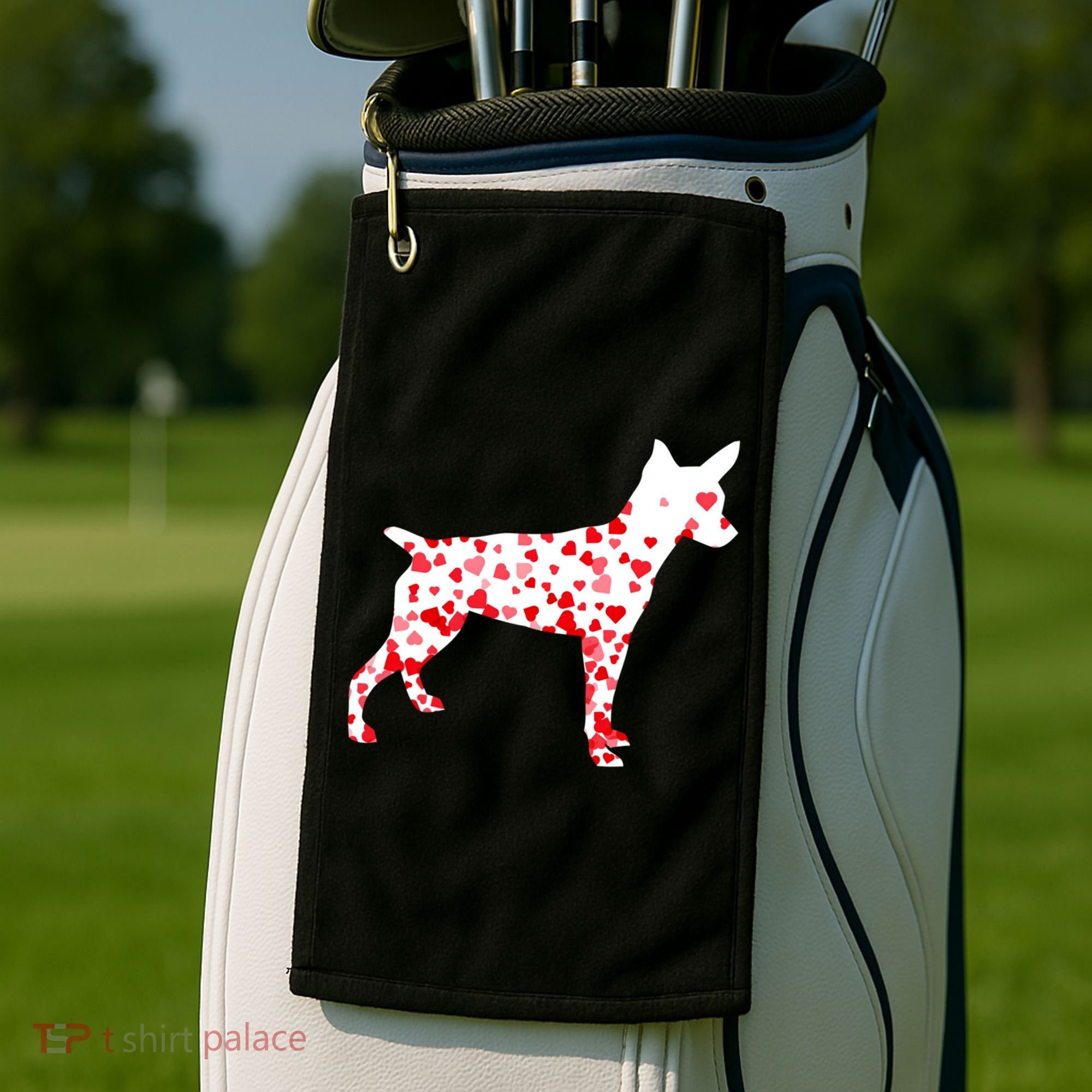 Rat Terrier Heart Dog Valentine's Day Gift Golf Towel