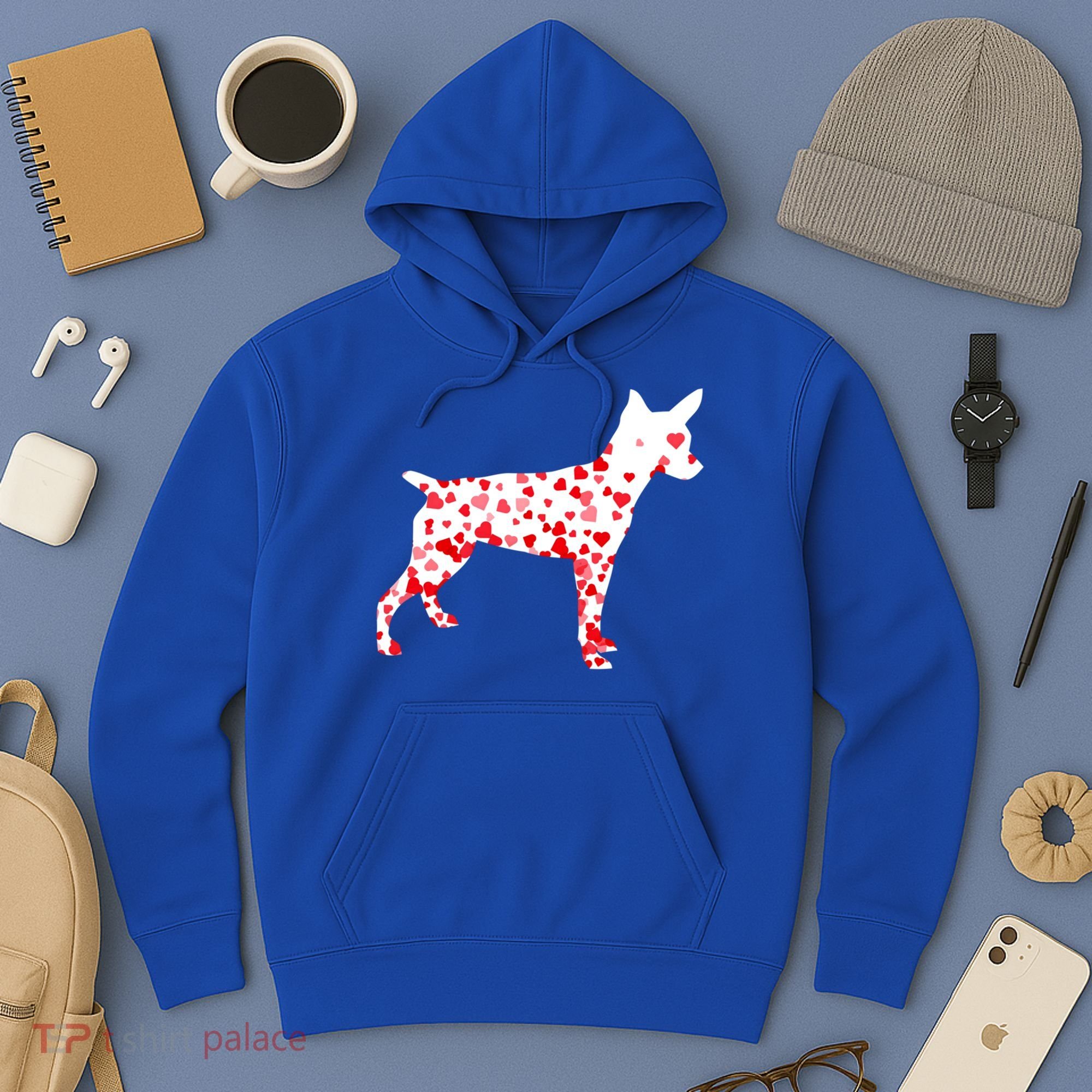 Rat Terrier Heart Dog Valentine's Day Gift Hoodie