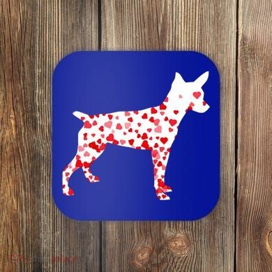 Rat Terrier Heart Dog Valentine's Day Gift Coaster