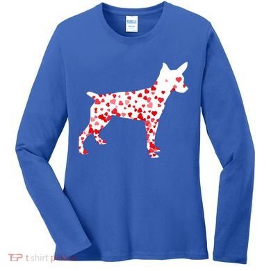 Rat Terrier Heart Dog Valentine's Day Gift Women's Long Sleeve Shirt