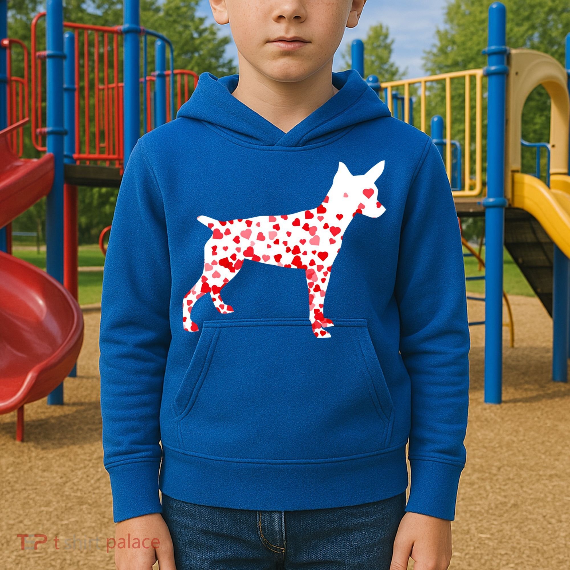 Rat Terrier Heart Dog Valentine's Day Gift Kids Hoodie