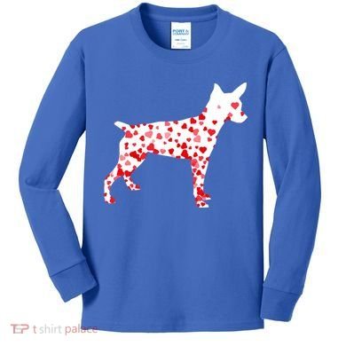 Rat Terrier Heart Dog Valentine's Day Gift Kids Long Sleeve Shirt