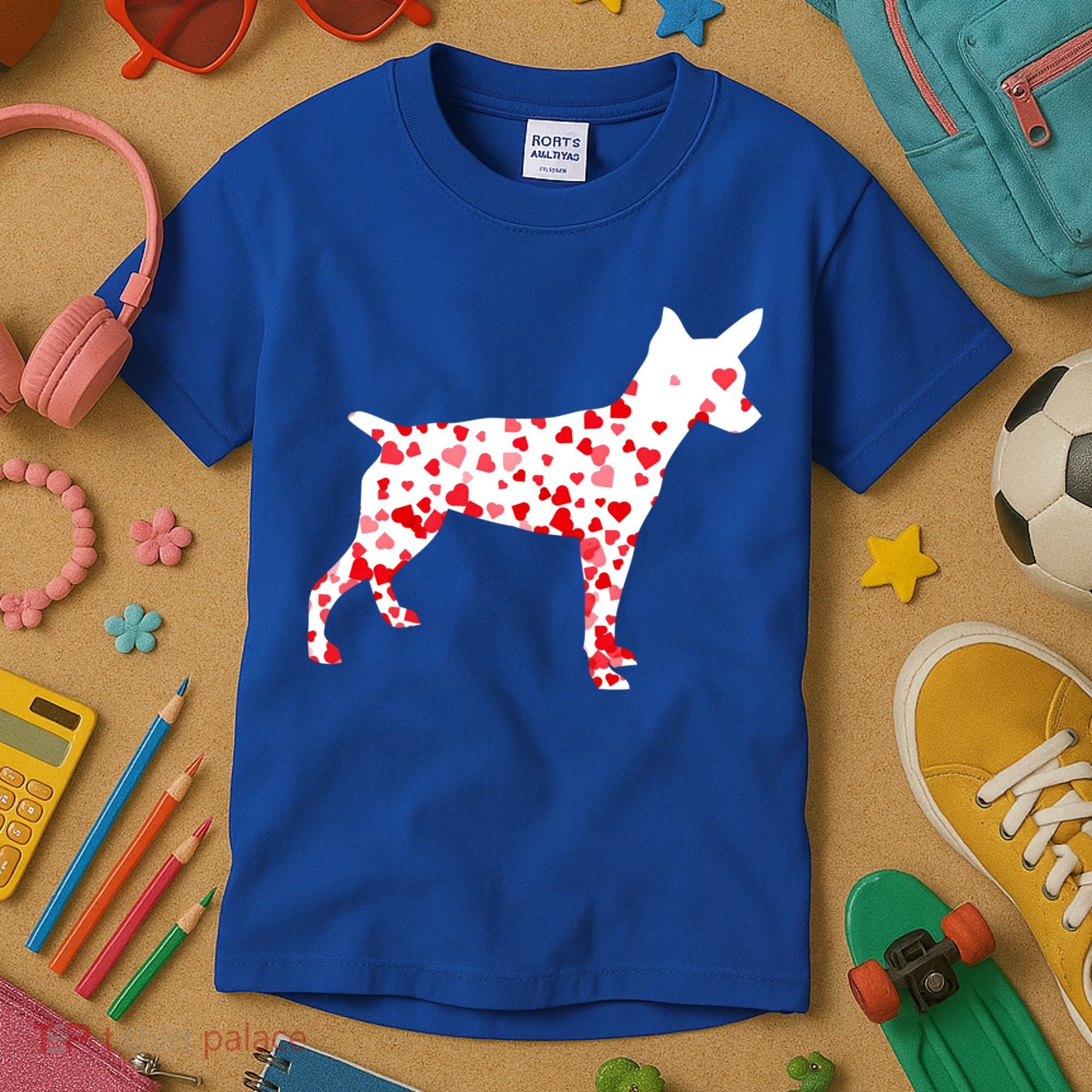 Rat Terrier Heart Dog Valentine's Day Gift Kids T-Shirt