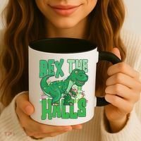 Rex The Halls Dinosaur Christmas Coffee Mug thumb 3