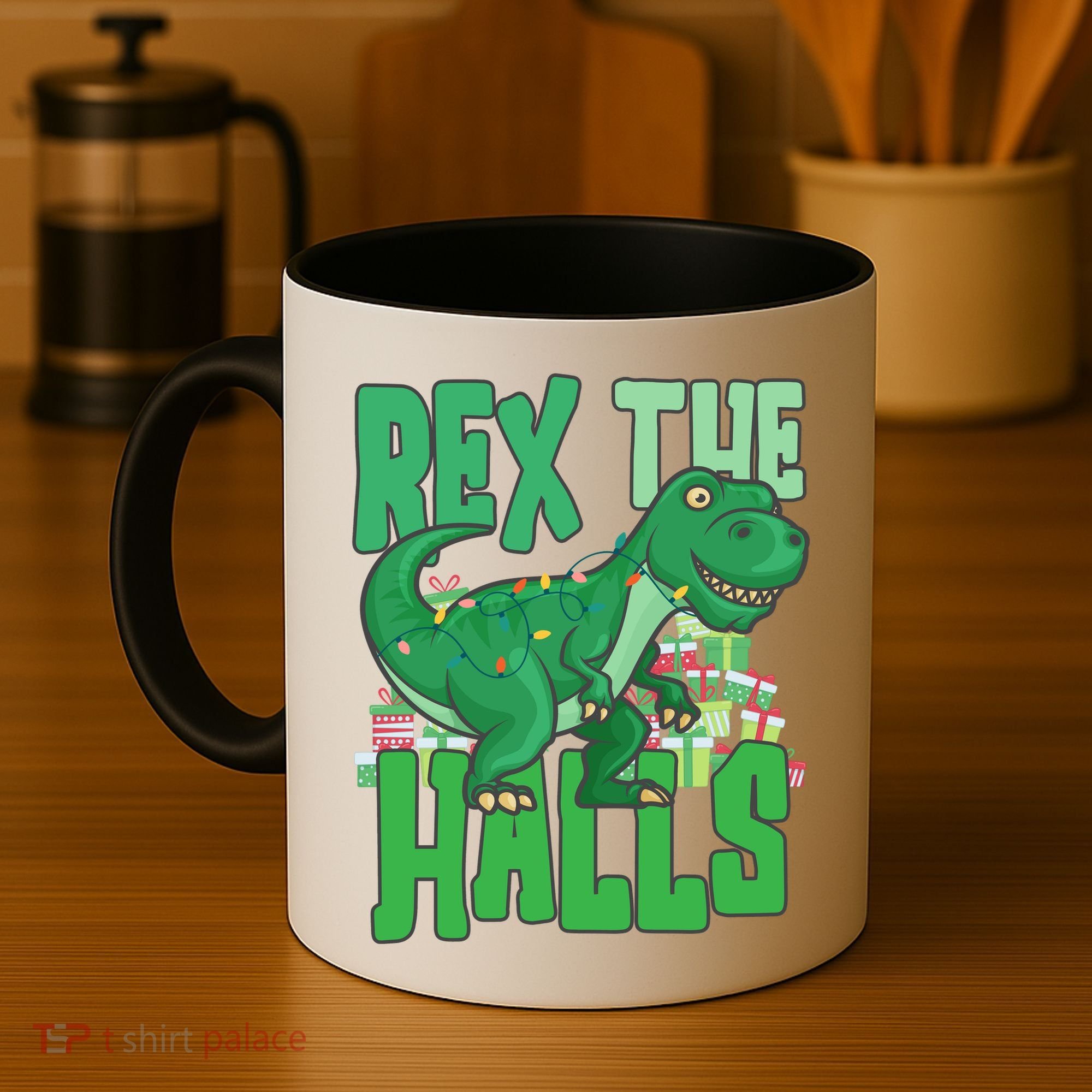 Rex The Halls Dinosaur Christmas Coffee Mug