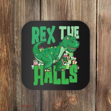 Rex The Halls Dinosaur Christmas Coaster