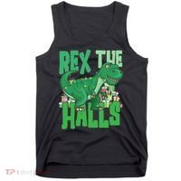 Rex The Halls Dinosaur Christmas Tank Top thumb 0