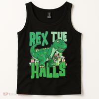 Rex The Halls Dinosaur Christmas Tank Top thumb 2