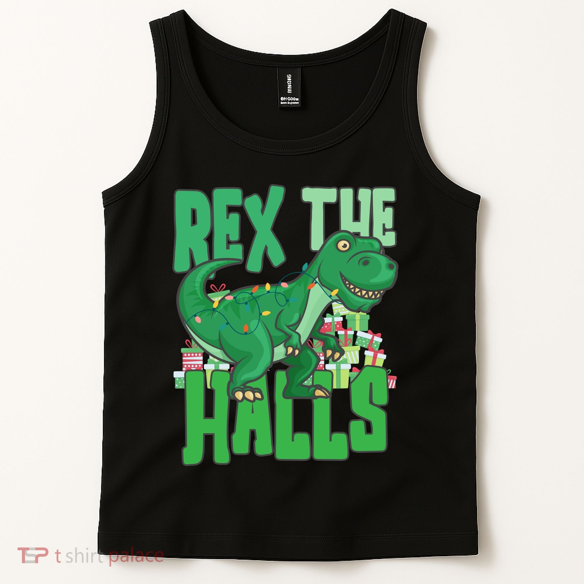 Rex The Halls Dinosaur Christmas Tank Top