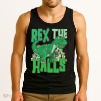 Rex The Halls Dinosaur Christmas Tank Top thumb 3