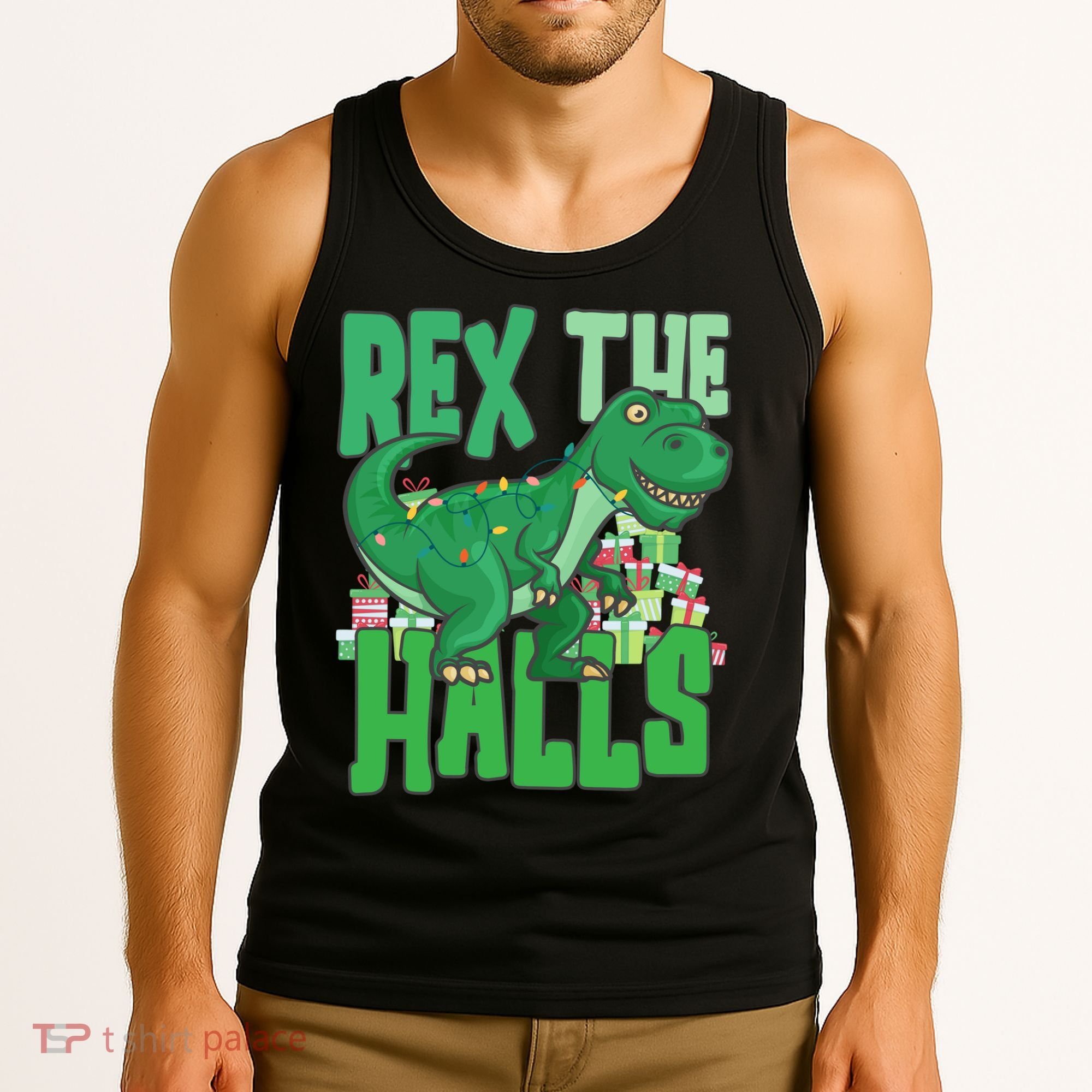 Rex The Halls Dinosaur Christmas Tank Top