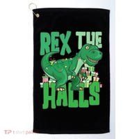 Rex The Halls Dinosaur Christmas Golf Towel thumb 0