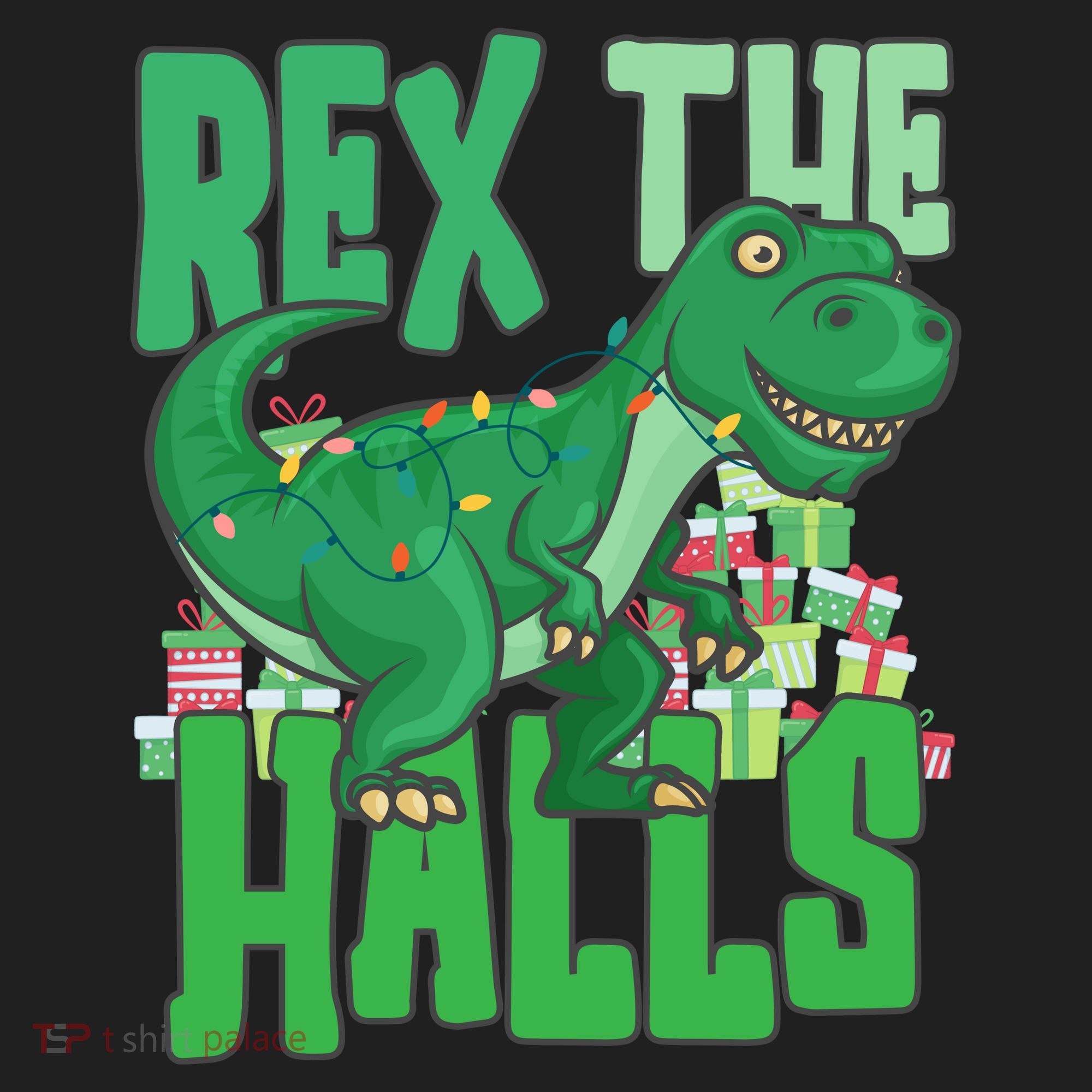 Rex The Halls Dinosaur Christmas Golf Towel