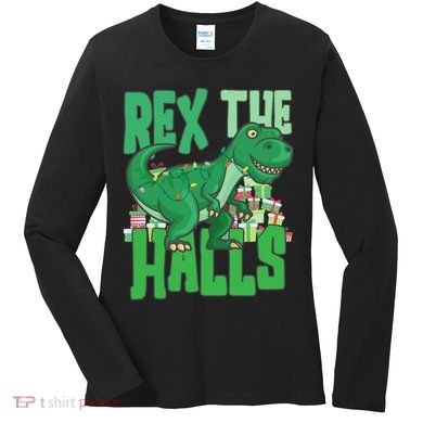 Rex The Halls Dinosaur Christmas Women's Long Sleeve Shirt