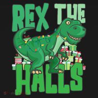 Rex The Halls Dinosaur Christmas Women's Long Sleeve Shirt thumb 2