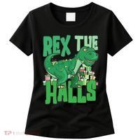 Rex The Halls Dinosaur Christmas Women's T-Shirt thumb 0