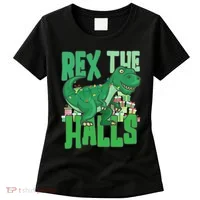Rex The Halls Dinosaur Christmas Women's T-Shirt thumb 0