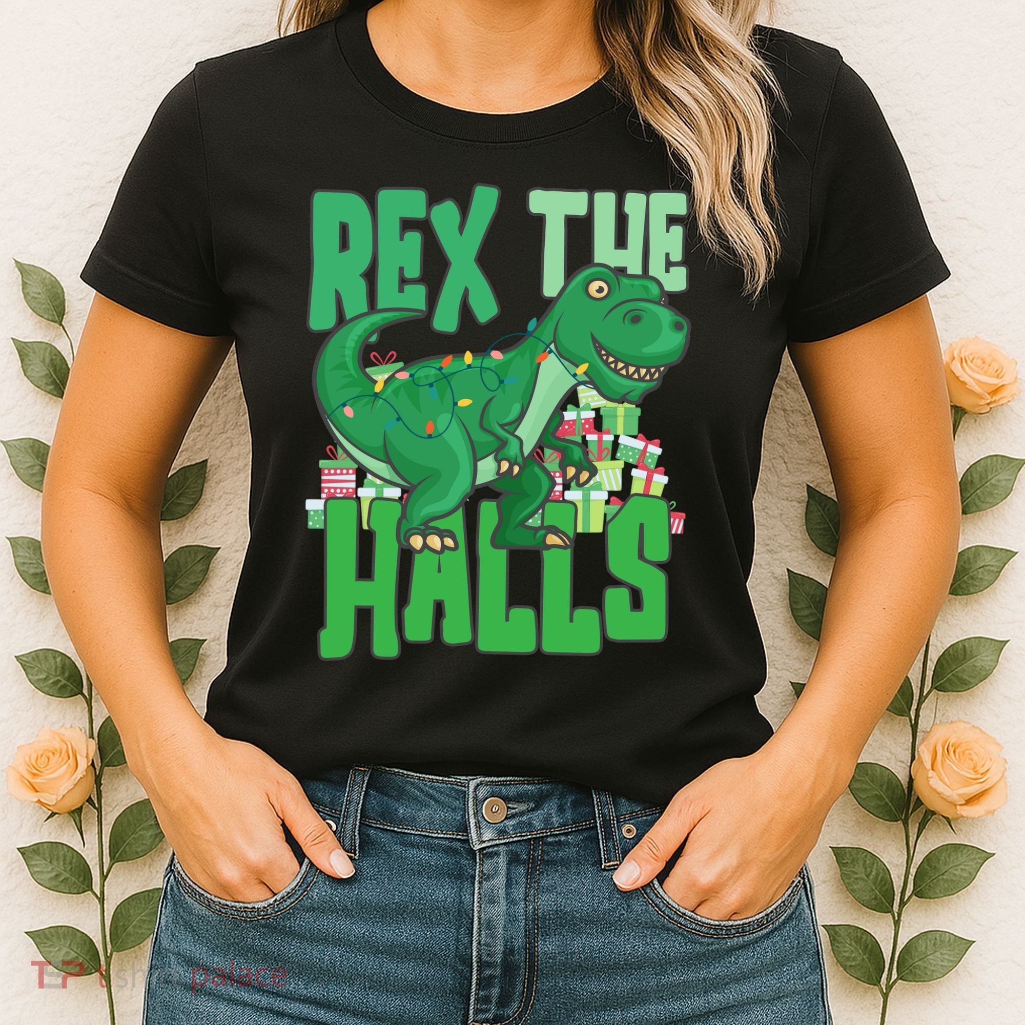 Rex The Halls Dinosaur Christmas Women's T-Shirt