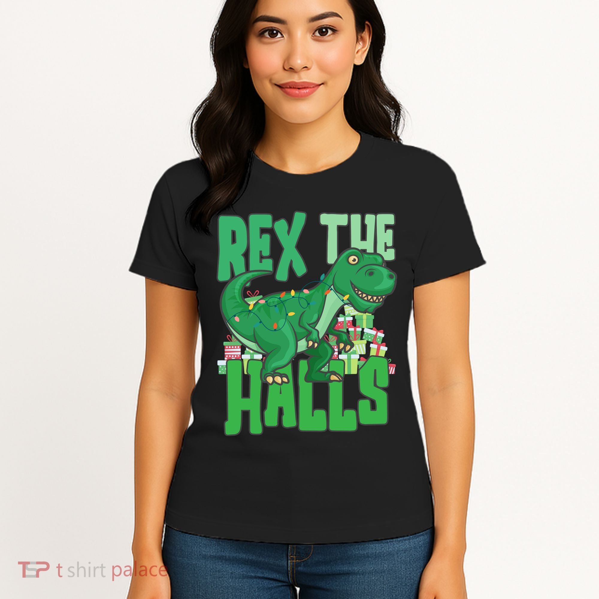 Rex The Halls Dinosaur Christmas Women's T-Shirt