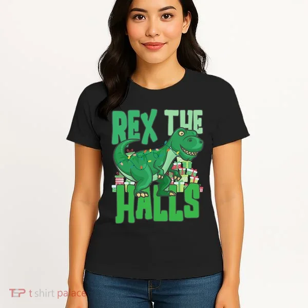 Rex The Halls Dinosaur Christmas Women's T-Shirt