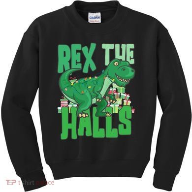 Rex The Halls Dinosaur Christmas Kids Sweatshirt