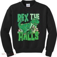 Rex The Halls Dinosaur Christmas Kids Sweatshirt thumb 0