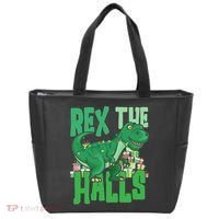 Rex The Halls Dinosaur Christmas Tote Bag thumb 0