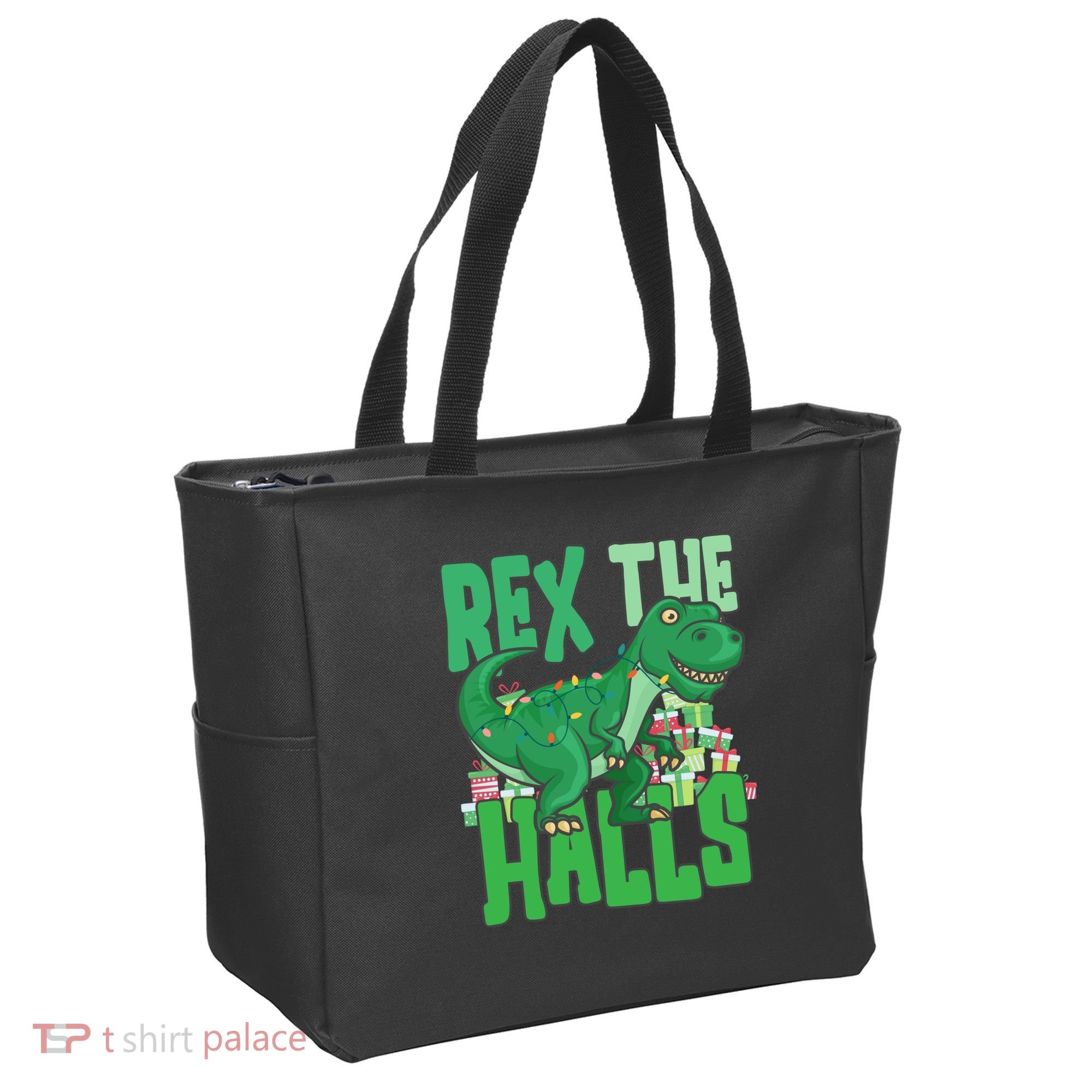 Rex The Halls Dinosaur Christmas Tote Bag