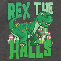 Rex The Halls Dinosaur Christmas Vector Backpack thumb 2